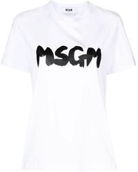 MSGM - Logo Printed Crewneck T-Shirt - Lyst