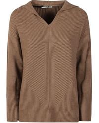 Max Mara - Hooded Ribbed Jumper - Lyst