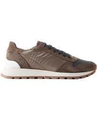Brunello Cucinelli - Panelled Lace-Up Sneakers - Lyst