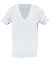 MM6 by Maison Margiela - V-Neck Knitted Top - Lyst