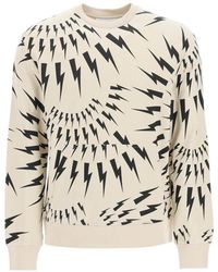 Neil Barrett - Thunderbolt-Print Cotton Sweatshirt - Lyst