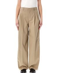 Ami Paris - Ami Paris Low Waist Wide Leg Cotton Trousers - Lyst