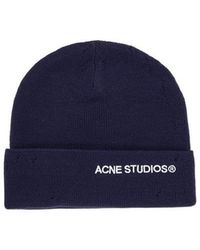 Acne Studios - Logo Embroidered Distressed Beanie - Lyst