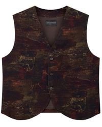 Emporio Armani - Cupro Twill Waistcoat With All-Over Print - Lyst