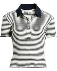 FRAME - Striped Polo Top - Lyst