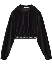 Alexander Wang - T By Logo Cropped Corduroy Hoodie - Lyst