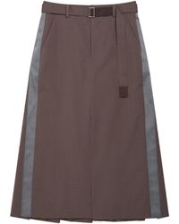 Sacai - Belted Midi Skirt - Lyst