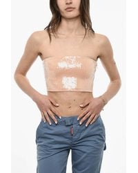 DSquared² - Disco Sequin-Embellished Strapless Crop Top - Lyst