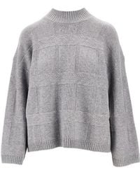 Emporio Armani - Textured Mock-Neck Knitted Sweater - Lyst
