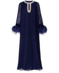Self-Portrait - Embellished Feather-Trimmed Chiffon Midi Dress - Lyst