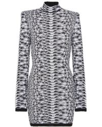 Balmain - Short Snakeskin Textured Knit Dress - Lyst