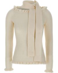 ROTATE BIRGER CHRISTENSEN - Ruffled-Detail Tie Neck Off-Shoulder Top - Lyst