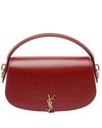 Saint Laurent - Logo Plaque Foldover Top Shoulder Bag - Lyst