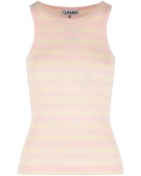 Ganni - Stretch Cotton Tank Top - Lyst