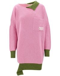 Marni - Color-Block Logo Patch Knit Dress - Lyst