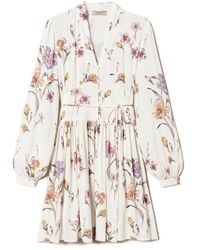 Twinset - Floral-Printed V-Neck Mini Dress - Lyst