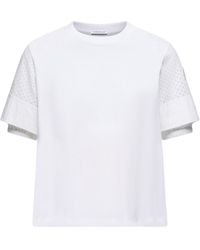 Moncler - Puff Sleeve Detailed Crewneck Top - Lyst