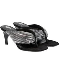 The Attico - Rem Satin Crystal-Embellished Thong Sandals - Lyst