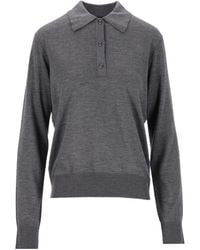 Loulou de Saison - Miles Fine Knit Polo Sweater - Lyst
