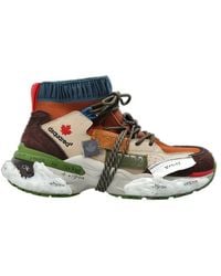 DSquared² - Faster Panelled Lace-Up Sneakers - Lyst