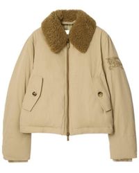 Burberry - Shearling Collar Gabardine Jacket - Lyst