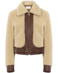 Chloé - Chloé Shearling Zipped Bomber Jacket - Lyst