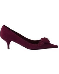 Prada - Suede Pumps, Burgundy - Lyst