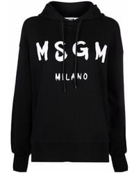 MSGM - Logo Printed Drawstring Hoodie - Lyst