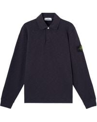 Stone Island - Logo-Patch Long-Sleeved Polo Shirt - Lyst