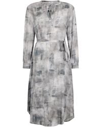 Peserico - Abstract-Printed Belted Midi Dress - Lyst