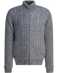 Herno - Cable Knit Zip Cardigan - Lyst