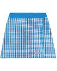 Marni - Wrap-Effect Checked Stretch-Knit Mini Skirt - Lyst