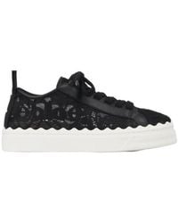 Chloé - Lauren Lace & Leather Sneaker - Lyst
