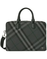 Burberry - Grid Check Pattern Briefcase - Lyst