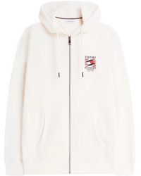 Tommy Hilfiger - Flag Embroidery French Terry Zip-Thru Hoody - Lyst