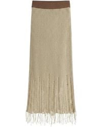 Uma Wang - Distressed Ribbed Knit Midi Skirt - Lyst