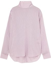 Tibi - Striped Lyocell And Silk-Blend Turtleneck Blouse - Lyst