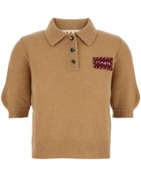 Marni - Logo Appliqué Polo Jumper - Lyst