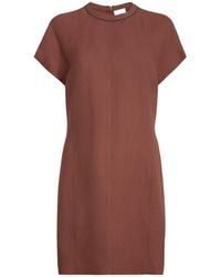 Brunello Cucinelli - Viscose And Linen Fluid Twill T-Shirt Dress With Shiny Trim - Lyst