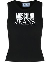 Moschino - Sleeveless Crew Neck Ribbed Tank Top - Lyst