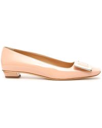 Roger Vivier - Belle Vivier Square Buckle Flat Shoes - Lyst