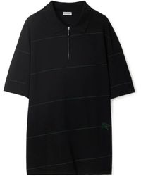 Burberry - Striped Logo Embroidered Polo Shirt - Lyst