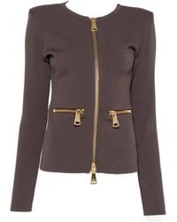 Elisabetta Franchi - Knit Zip Cardigan - Lyst
