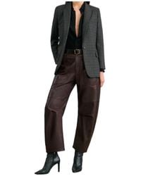 Nili Lotan - Mid-Rise Barrel Leg Lammleder-Hose Shon Leather - Lyst