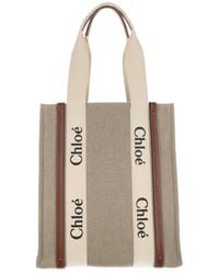 Chloé - Chloé Woody Logo Embroidered Tote Bag - Lyst