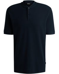 BOSS - Boss Collarless Short-Sleeved Polo Shirt - Lyst