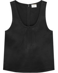 Saint Laurent - Cassandre Pleated Satin Top - Lyst