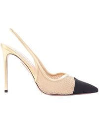 Aquazzura - Leather-Trimmed Mesh And Grosgrain Slingback Pumps - Lyst