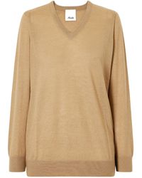 Allude - Ribbed-Trimmed V-Neck Cashmere Sweater - Lyst