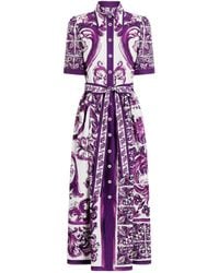 Dolce & Gabbana - 'Maiolica' Print Chemisier Dress - Lyst